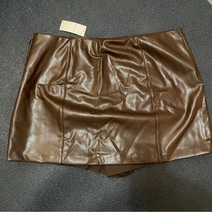 Brown Faux Leather Abercrombie Skort